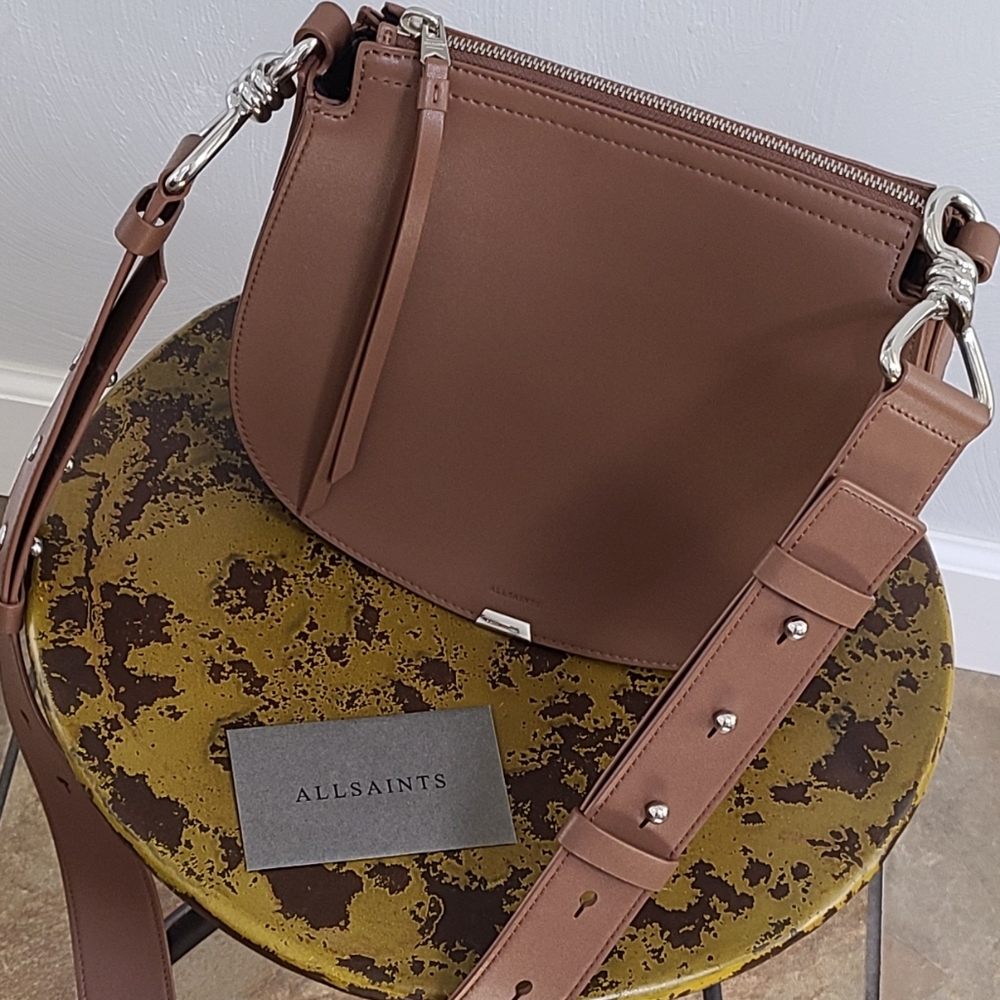 Allsaints Captain Round Leather Crossbody Bag